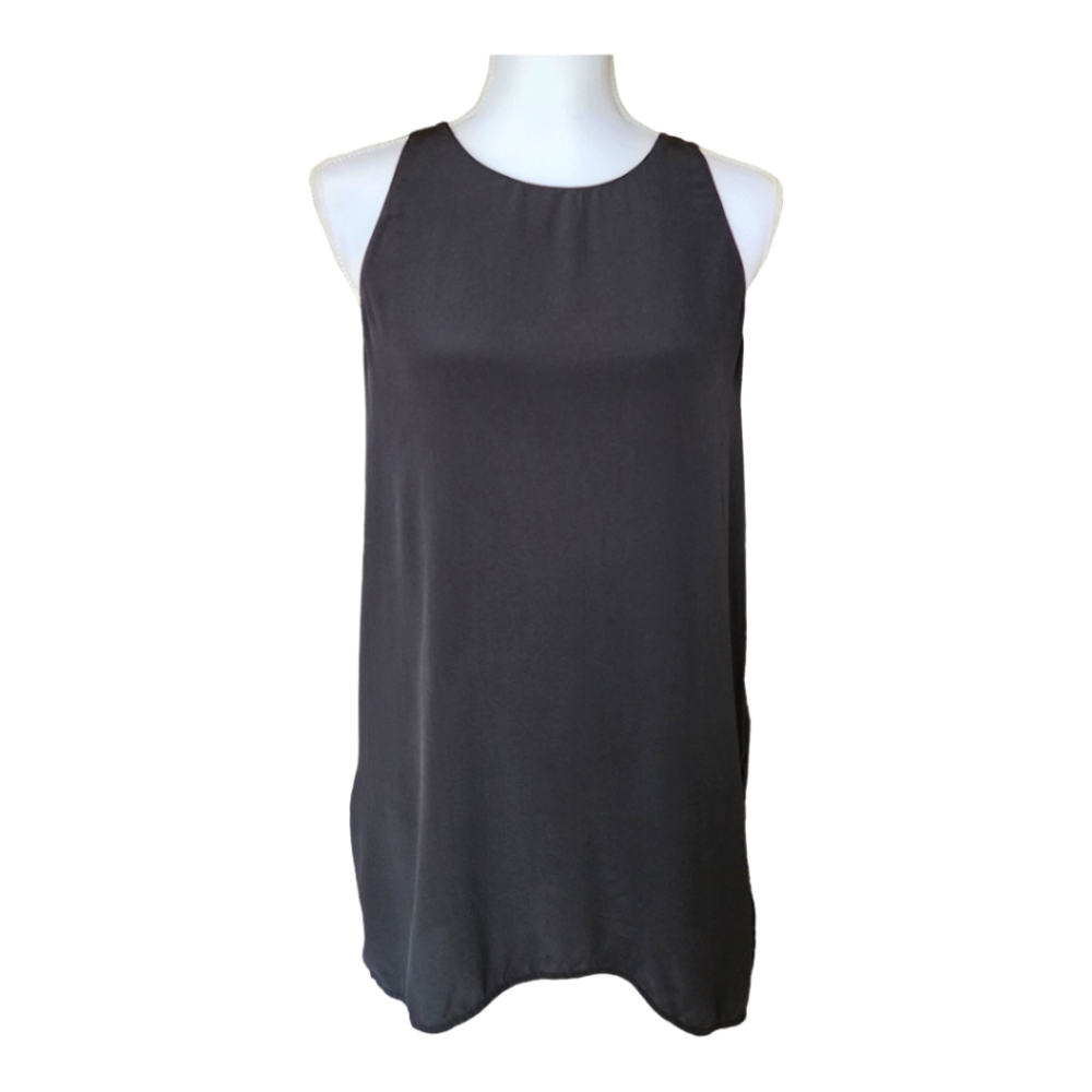 Athleta Women's Black Silk Tank Top, Side Slit CYA Sleeveless Top, Size Small, S